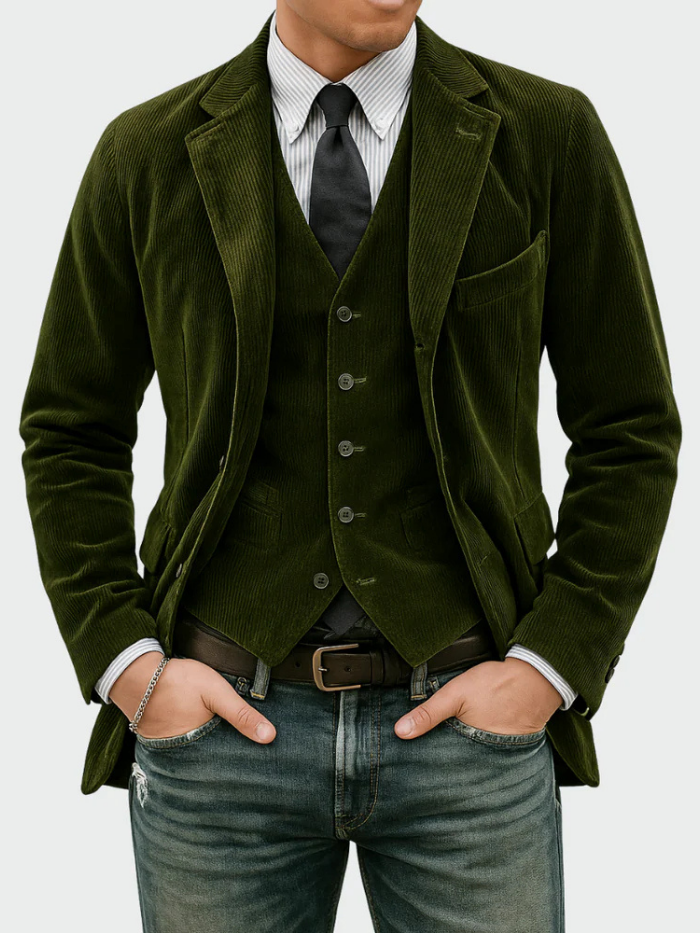 Lorenzo | Completo 2 Pezzi in Velluto: Blazer + Gilet